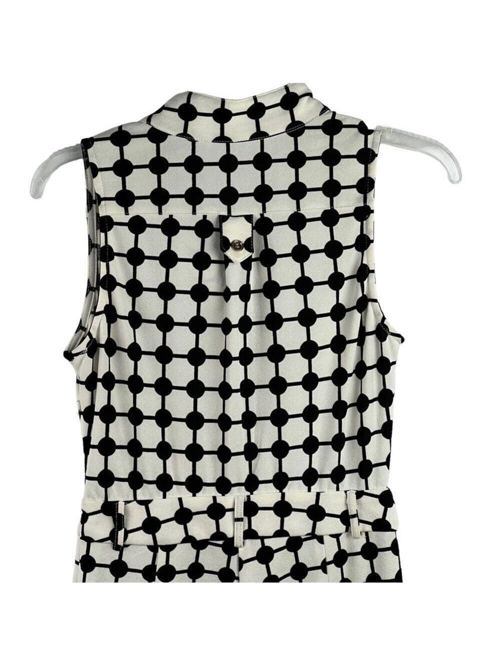 New-shop17 Black/Off White Geometric Print, Wide leg, Sleeveless S Jump Suit SM - Picture 4 of 16